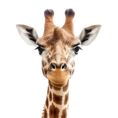 a Giraffe portrait with one or two Giraffe's front view,  wildlife-themed, photorealistic illustrations on a transparent background cutout in PNG. generative ai