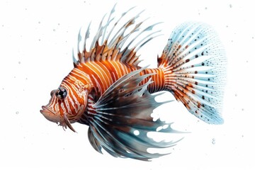 a Lionfish, colorful, aggressive, coral reefs, Aquatic-themed, photorealistic illustrations in a JPG. generative ai