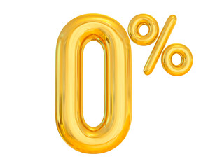 Number 0 Percent Off Golden Balloon