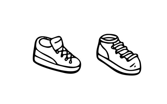 SHOES Doodle art illustration with black and white style.