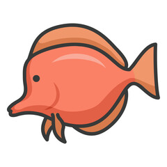 Coral fish icon for ocean creature or seafood