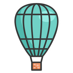 Hot air balloon icon for flying recreation or transportation