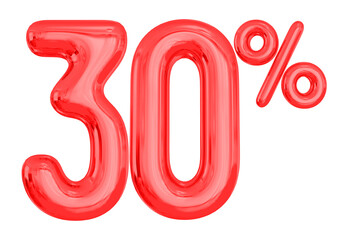 Number 30 Percent Off Red Balloon