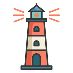 Lighthouse icon for seashore or shallow water navigation sign