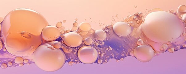 a horizontal underwater bubble, peach and lavender colored abstract, photorealistic illustrations for a product display background cutout in JPG. 10:4 aspect. generative ai