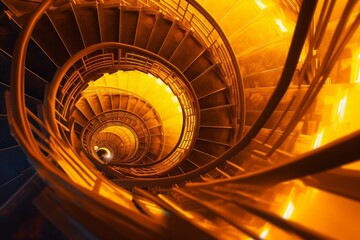 Fototapeta premium Spiral stairs. Generative Ai