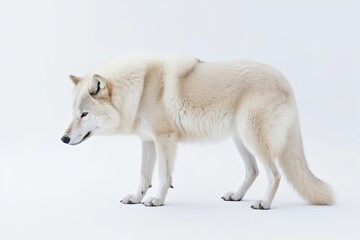 Obraz premium majestic white wolf standing on a pure white background Generative AI