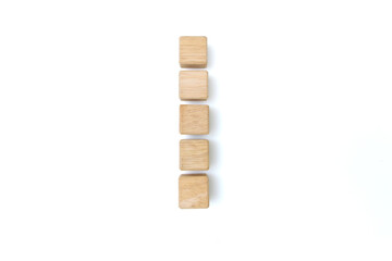 Wood cube block on white background