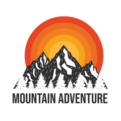 Mountain Adventure Vintage T-Shirt Design.