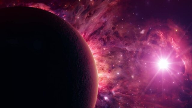Space Planet and Galaxy Nebula (Animation 4K)