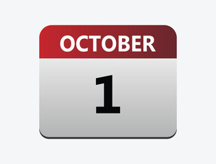 1th October calendar icon. Calendar template for the days of October. Red banner for dates and business.