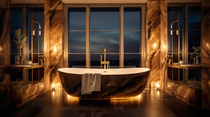 Salle de bains de luxe dans des tons bronze