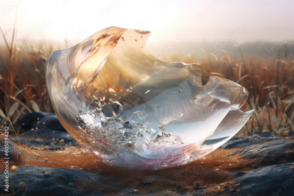Poster abstract metamorphose change quartz crystal white transparent. distinct generative ai image.