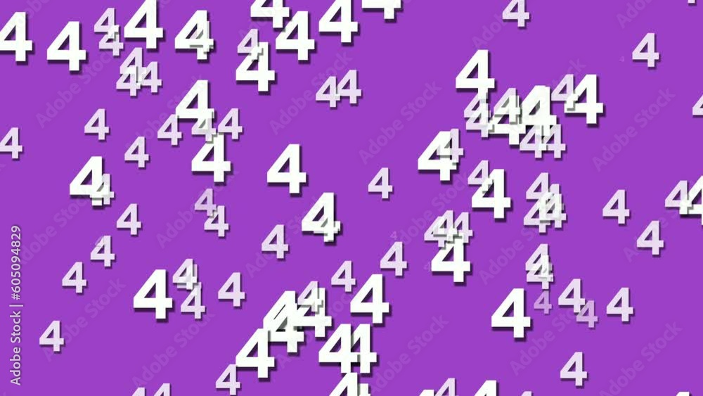 Poster moving up number 4 four sign symbol animation on purple background.motion graphics animated images f