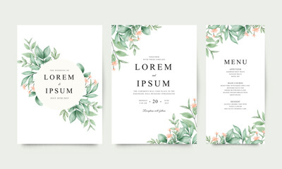 Set of wedding invitations set with watercolor floral