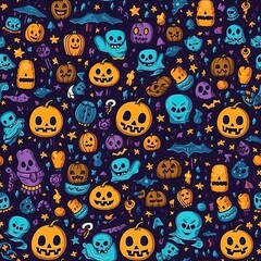 Obraz premium halloween pattern seamless background for textiles, fabrics, covers, wallpapers, print, gift wrapping and scrapbooking