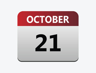21th October calendar icon. October 21 calendar Date month icon vector illustrator.