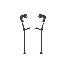 illustration crutches, walker assist, vector art.