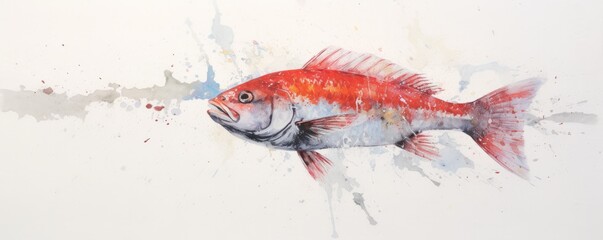 a Gyotaku fish print on rice paper, Abstract Horizontal background, and Nature-themed, photorealistic illustrations in JPG. Generative AI