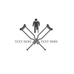 illustration crutches, walker assist, vector art.