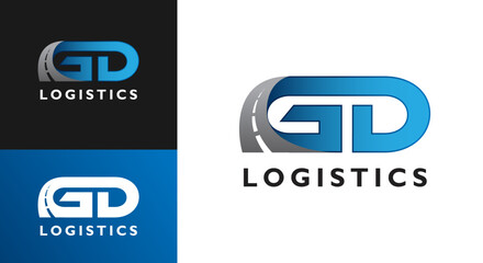 GD Logistics letter highway logo template. Icon G or GD delivery between cities, provinces and countries.