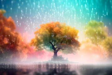 Obraz na płótnie Canvas beautiful green tree background made with Generative AI