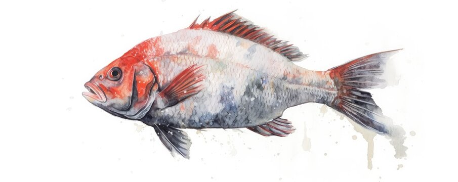 a Gyotaku fish print on rice paper, Abstract Horizontal background, and Nature-themed, photorealistic illustrations in JPG. Generative AI