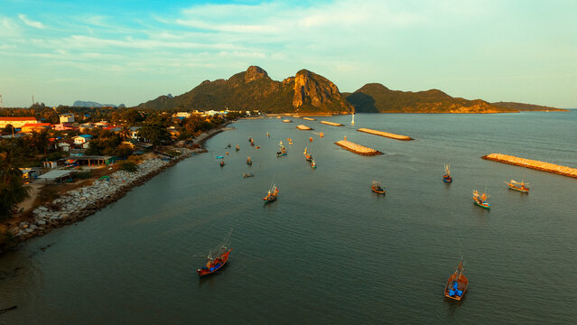 high angle view of klong warn district in prachuapa khiri khan southern of thailand