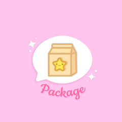 kawaii package icon on pink background