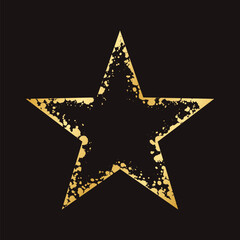 Obraz premium Abstract Star Shaped Gold Ink Splatter Graphic