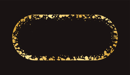 Abstract Gold Ink Splatter Frame. Golden foil spray banner border template.