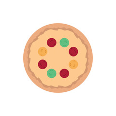 delicious whole pizza with toppings app icon logo vector illustration template design
