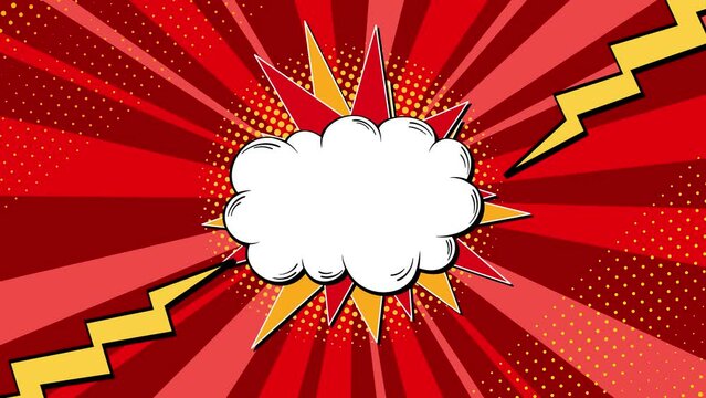 Animated Red Ray Comic Background for Dynamic Speech Bubble