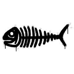 Spray Painted Graffiti Fish bone icon Sprayed isolated with a white background.