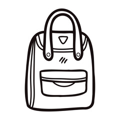 Hand Drawn cute backpack for kids in doodle style