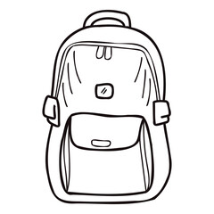 Hand Drawn cute backpack for kids in doodle style