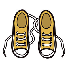 Hand Drawn cute sneakers in doodle style