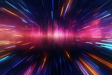 Obraz premium Vibrant and technology digital lines background using generative AI