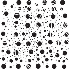 Fototapeta premium A black and white pattern with circles and stars seamless background.