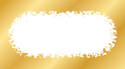Abstract Gold Ink Splatter Frame. Golden foil spray banner border template.
