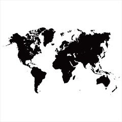 World map in artline black and white for background and image