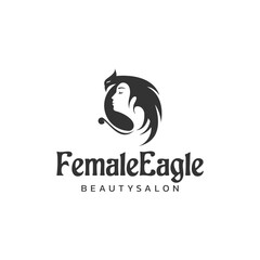 Logo with illustration of woman and dragon for beauty salon