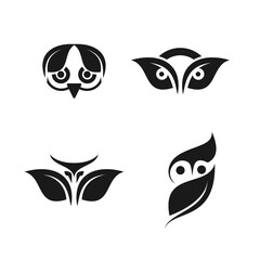 Owl head logo with leaves