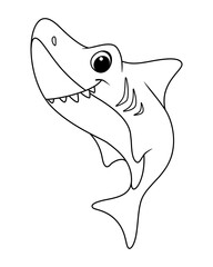 Cute shark coloring page cartoon vector illustration