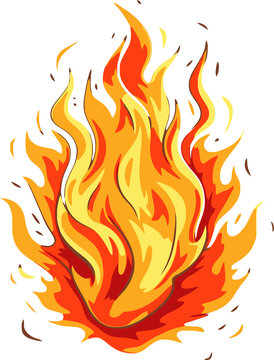 Big blaze fire flame, flat color bonfire
