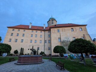 Podebrady,Czech republic-May 22 2023: Podebrady historical castle building and fortifications in...