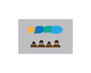 Fototapeta na wymiar Group chat speech bubble communicate icon vector design illustration