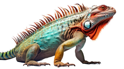 an Iguana side view, in an isolated and transparent PNG in a Nature-themed, photorealistic illustration. Generative ai