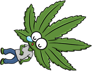 Cute cartoon cannabis marijuana character colorful