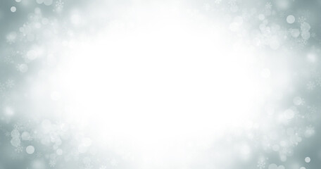 White snowflake blurred on gray defocused background, Luxury christmas shine wallaper.